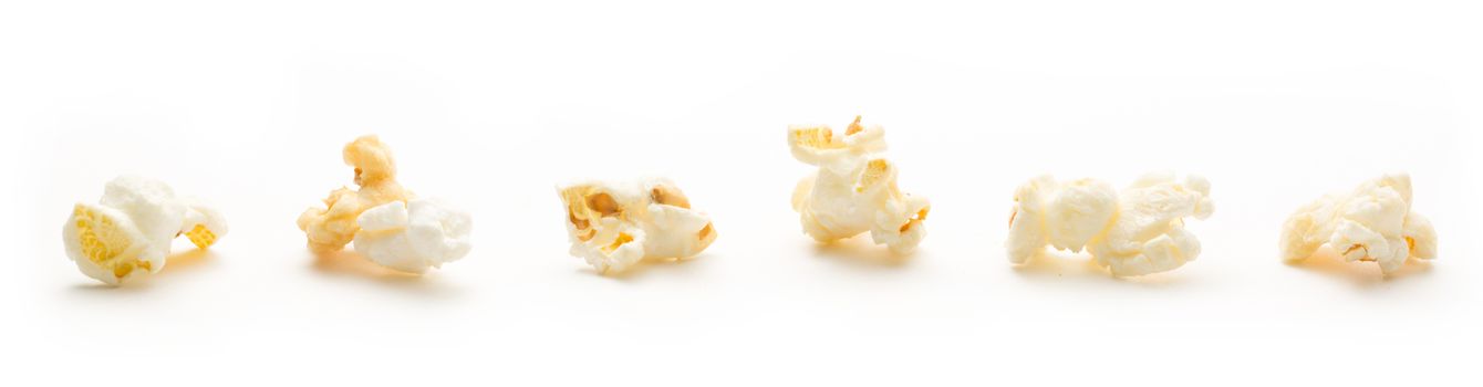 Popcorn on the white background