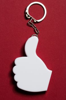 Okay sign badge on metal key ring