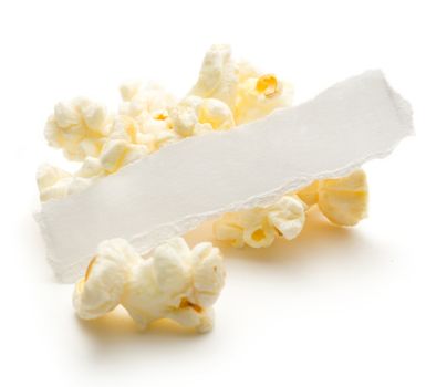 Popcorn on the white background