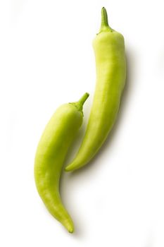 Green paprika on white background