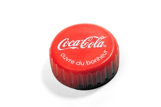Bottle cap soda brand Coca-Cola and its slogan opens happiness