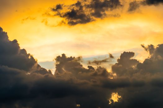 Strong cloudy in the sky sunset background
