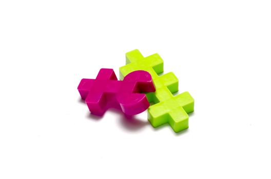 toy plastic blocks on a white background