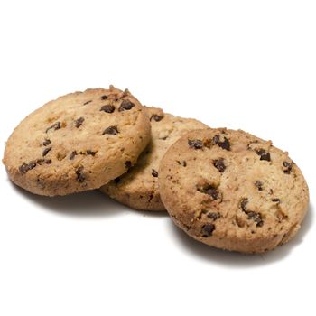 chocolate chip cookies on a white background