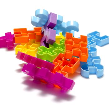 toy plastic blocks on a white background