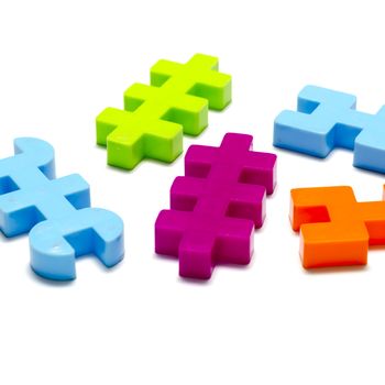 toy plastic blocks on a white background