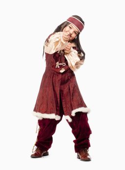 Portrait of a Little Boy in Wig in Pirate Costume