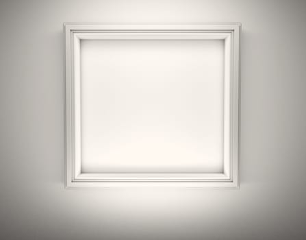 Picture of a white empty frame on a wall