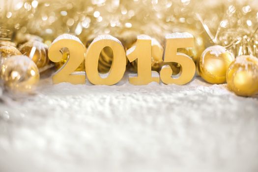 2015 year, golden numbers on the golden background