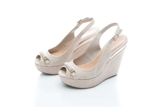 close up fashion high heels on white background