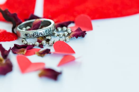 love ring and red heart shape
