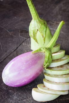 eggplant organic friut on wood