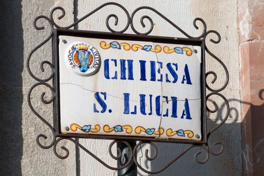 SignBoard church of Santa Lucia in Savoca Sicily
