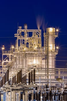 power generator plant, night