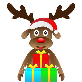 reindeer cute and gift box