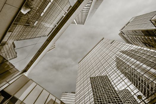 Modern office buildings under sky in Hong Kong, Asia.