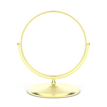 Gold makeup mirror on white background