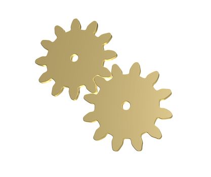 Couple of gear wheels, as concept of movement and team work