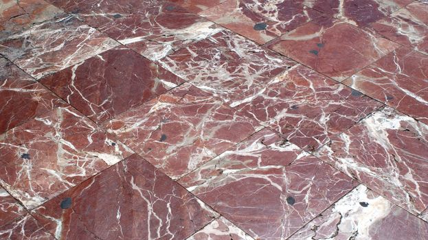 Unusual granit tile, red, brown with white