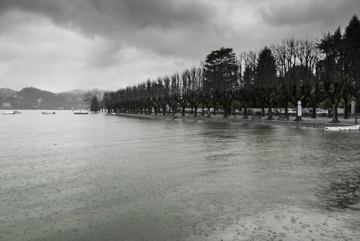 Lake Maggiore overflow in Angera, autumn season Varese - Lombardy