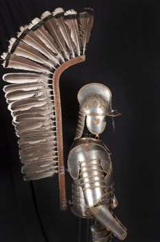 Armour of the medieval knight. Metal protection of the soldier against the weapon of the opponent