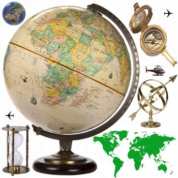 Map, Globe and travel objects for cutout