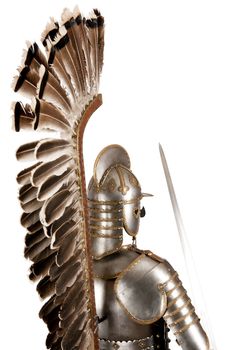 Armour of the medieval knight. Metal protection of the soldier against the weapon of the opponent