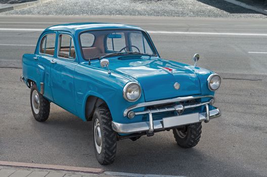 All-wheel drive vintage automobile with a beautiful original color, which is released in 1957-56.