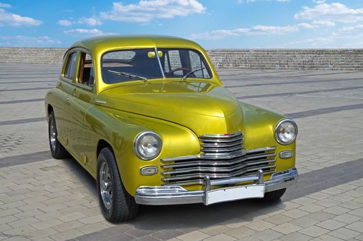 Vintage automobile with a beautiful original color, which is released in 1945.