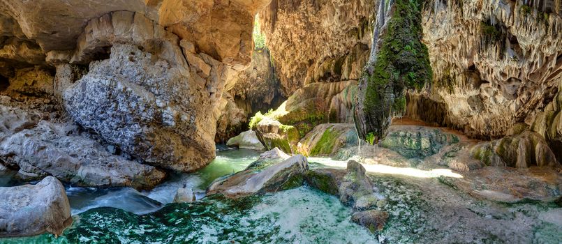 Cave with stalactites in Armenia at the bottom of the Vorotansky gorge