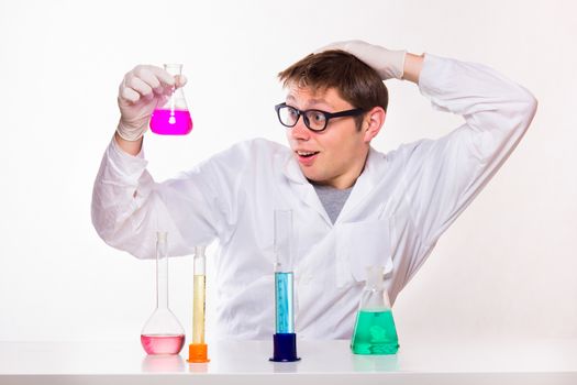 Chemist made a discovery in the lab - studio shoot 