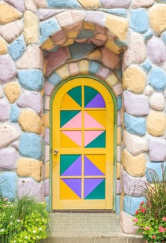 entrance door and stone colorful in thailand