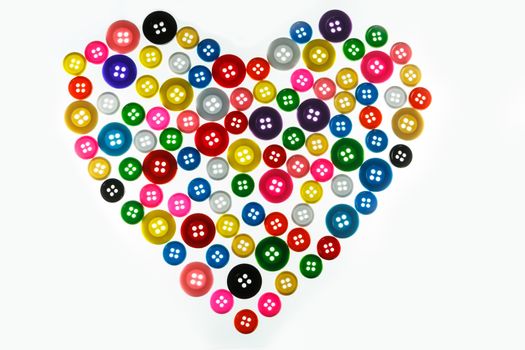 heart Valentines day with colorful of button white isolated