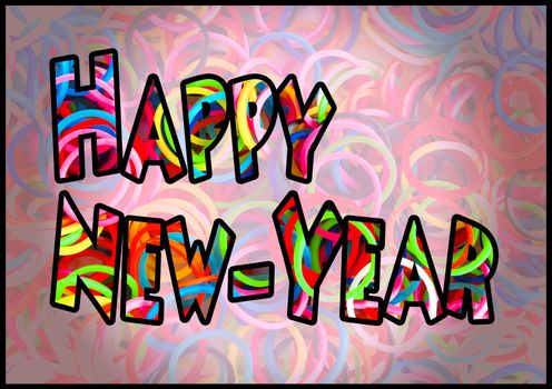 Happy new year colorful loom bands multi color