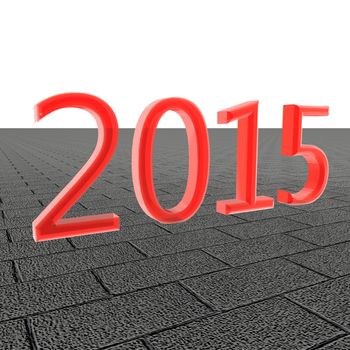 Red 2015 over tiles, 3d render