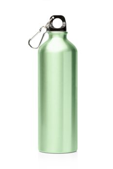 Aluminum bottle water isolated white background