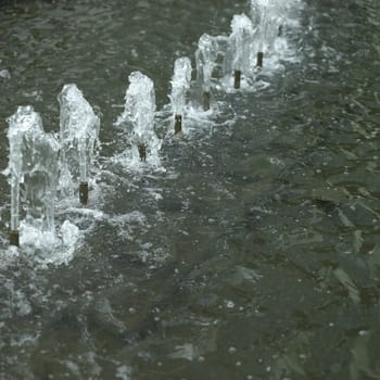 row of small fountain jets