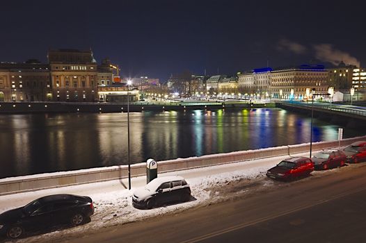 Night view in Stockholm, Sweden