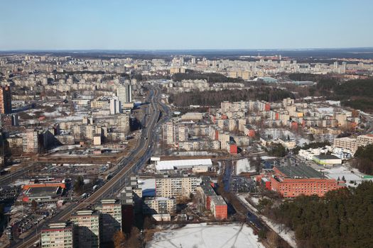 Town view of Vilnius from above