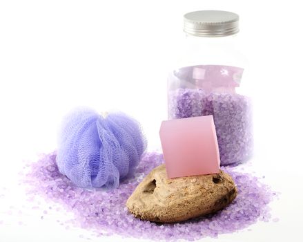 Lavendar and almond oil bar soap and lavender bath salt