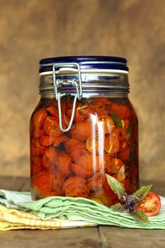 jar with dried cherry tomatoes