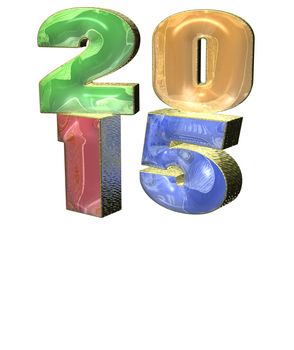 3d colour text 2015 happy new year design.