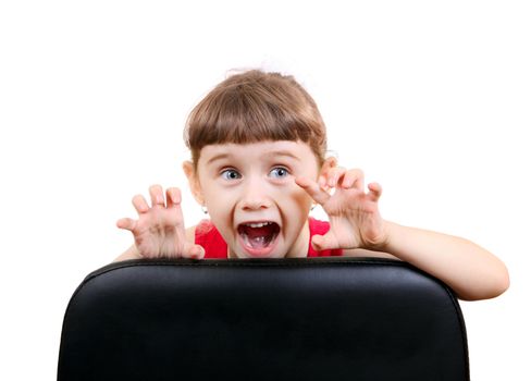 Cheerful Little Girl Isolated on the White Background