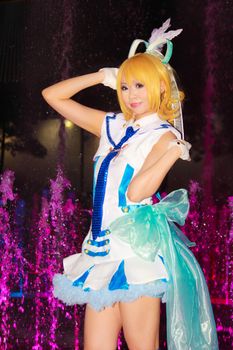 Bangkok - Aug 31: An unidentified Japanese anime cosplay pose  on August 31, 2014 at Central World, Bangkok, Thailand.