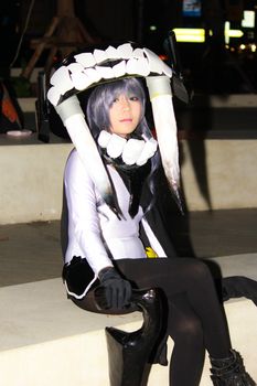 Bangkok - Aug 31: An unidentified Japanese anime cosplay Kubo Wo Kyu pose  on August 31, 2014 at Central World, Bangkok, Thailand.