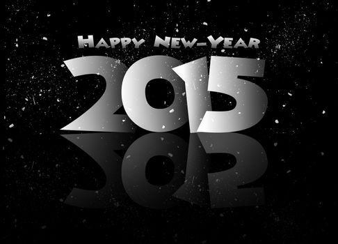 Happy new year 2015 mirrored in black