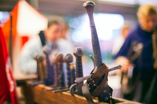View of medieval swords
