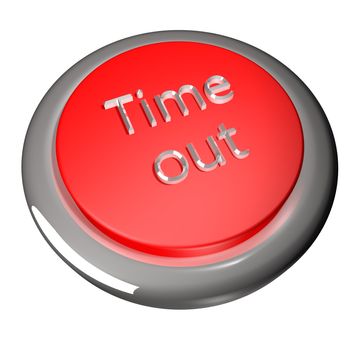 Time out button, isolated over white, 3d render