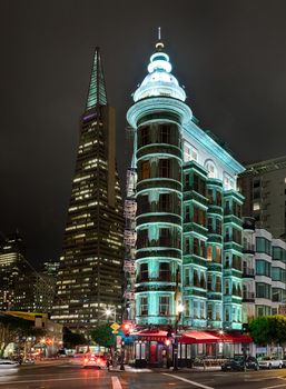 San Francisco, USA - November 13, 2014: The old Victorian house in San Francisco, USA. In San Francisco can be seen big contrast between modern architecture and old architecture from Victorian era.