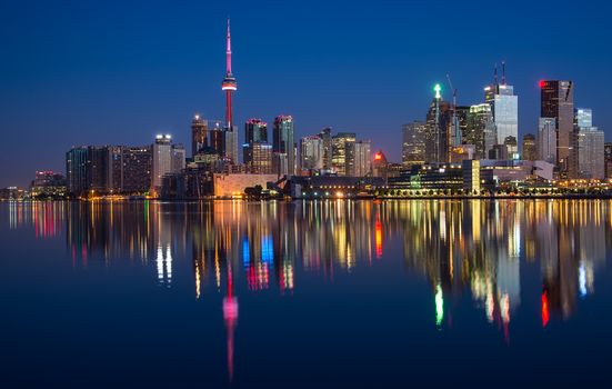 Reflection of Toronto City Skyline in Lake